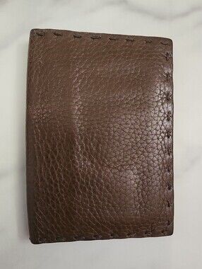 Authentic Brown Leather Fendi Selleria Bifold Card Case Unisex